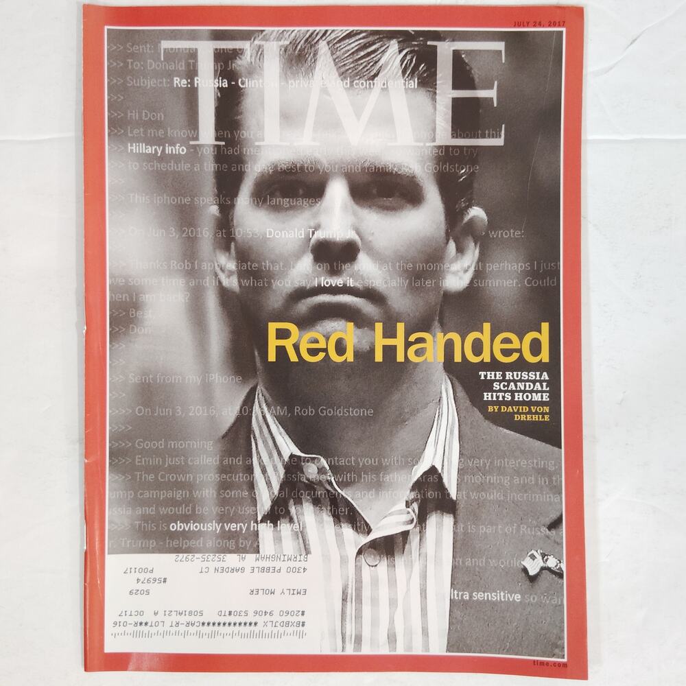 Time Magazine July 24 2017 Red Handed Trump Jr Russia Scandal Back Issue